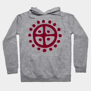 Sun Wheel in Dark Red | Prehistoric Norse Art Hoodie